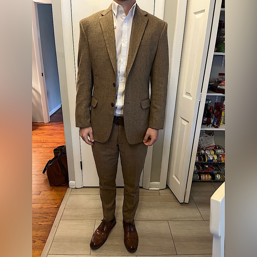 Irish Brown Herringbone Tweed Suit